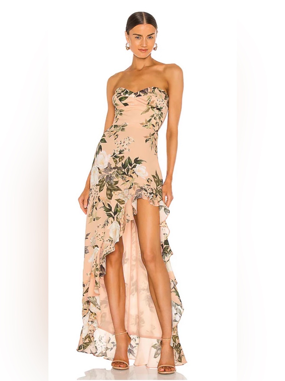 Amanda Uprichard Juniper Floral High-Low Ruffle Dress